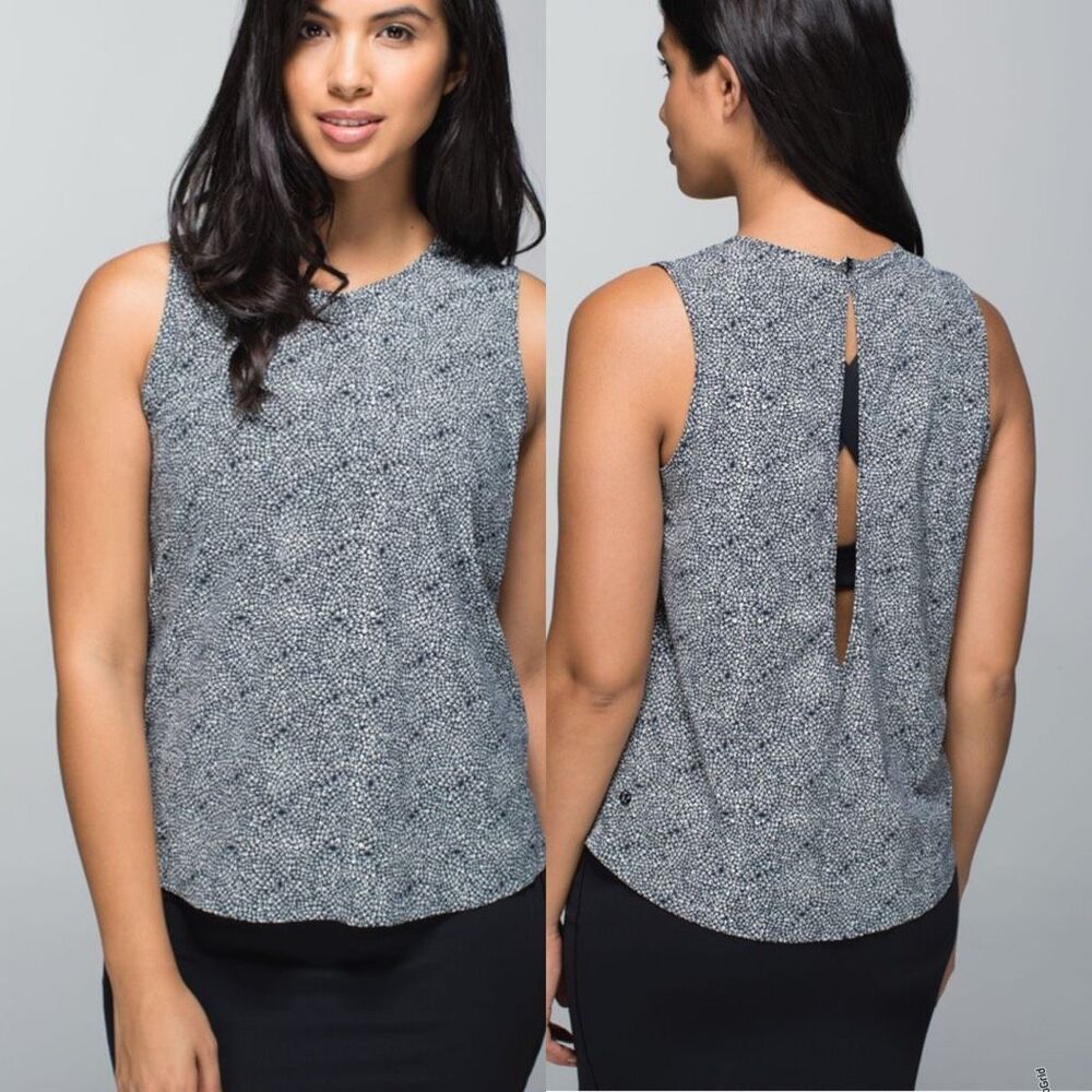 Lululemon Here to There Tank Black and White Floral Top 6 Women